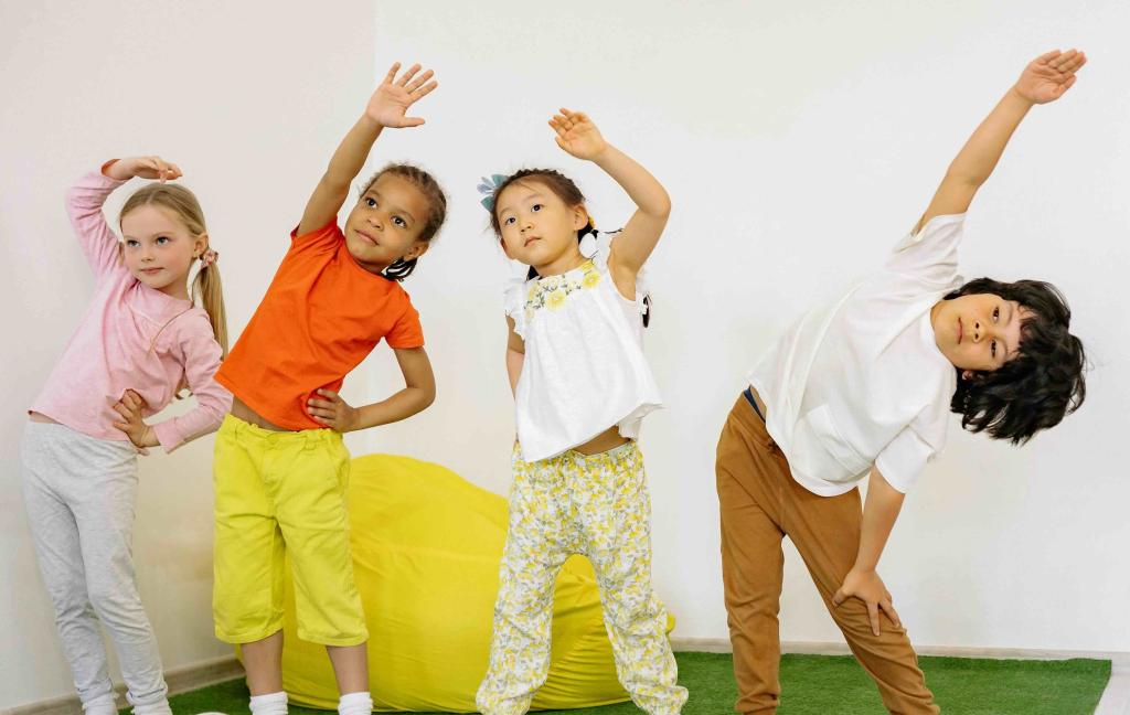 Children stretching together