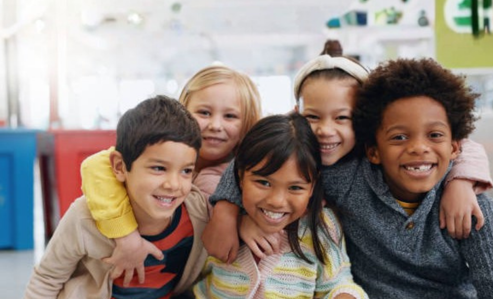 Children posing together and smiling