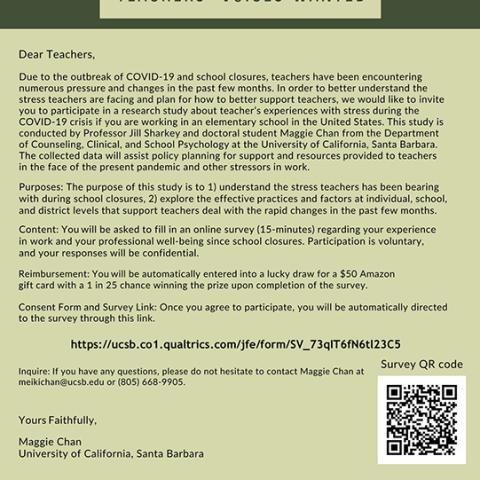 flyer for teacher COVID-19 study