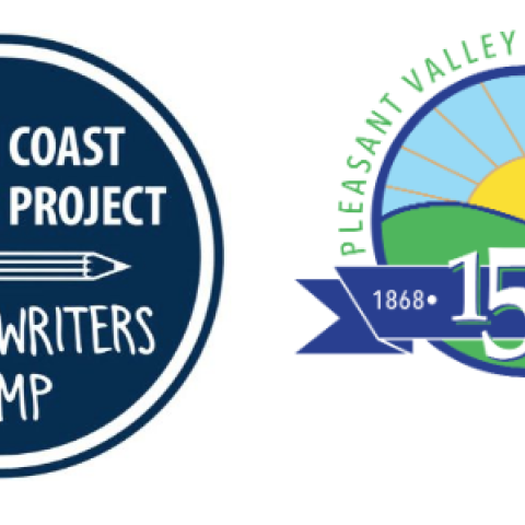 logos of Young Writers Camp and Pleasant Valley School District