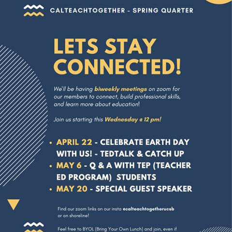 CalTeachTogether spring 2020 schedule