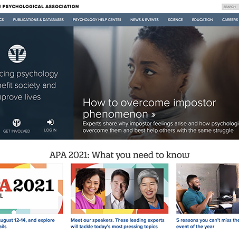 screencap of APA homepage featuring Dr. Israel