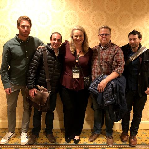 Karen Nylund-Gibson and students at the 2019 AERA Conference