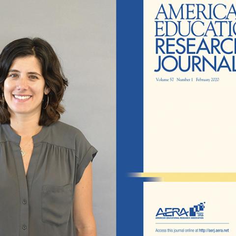 Carolyn Sattin-Bajaj and the cover of the American Educational Research Journal