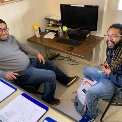 Bertin Solis with a student in the UCSB McNair Scholars Program