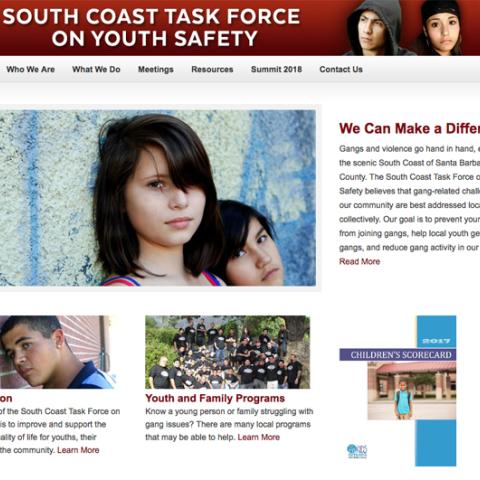 South Coast Task Force on Youth Safety webpage screencap