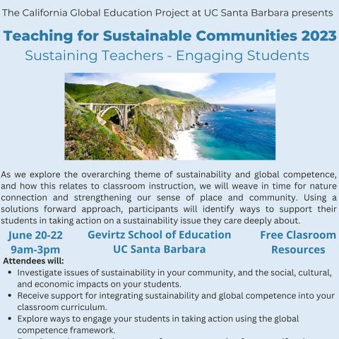 Teaching for Sustainable Communities 2023 flyer