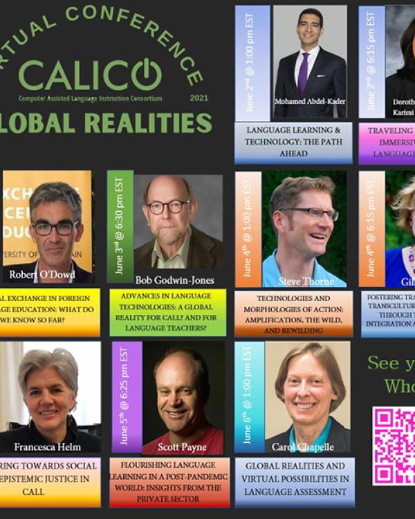 web ad for CALICO conference, featuring Dorothy Chun 