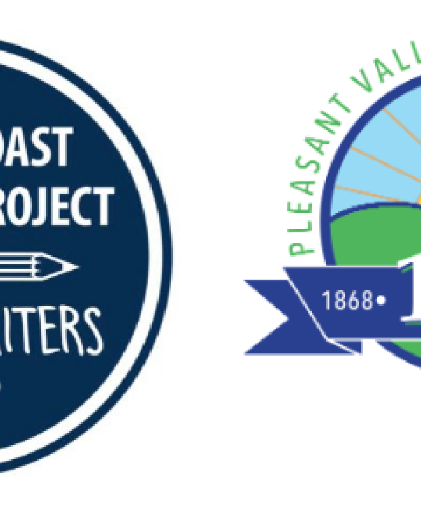 logos of Young Writers Camp and Pleasant Valley School District 