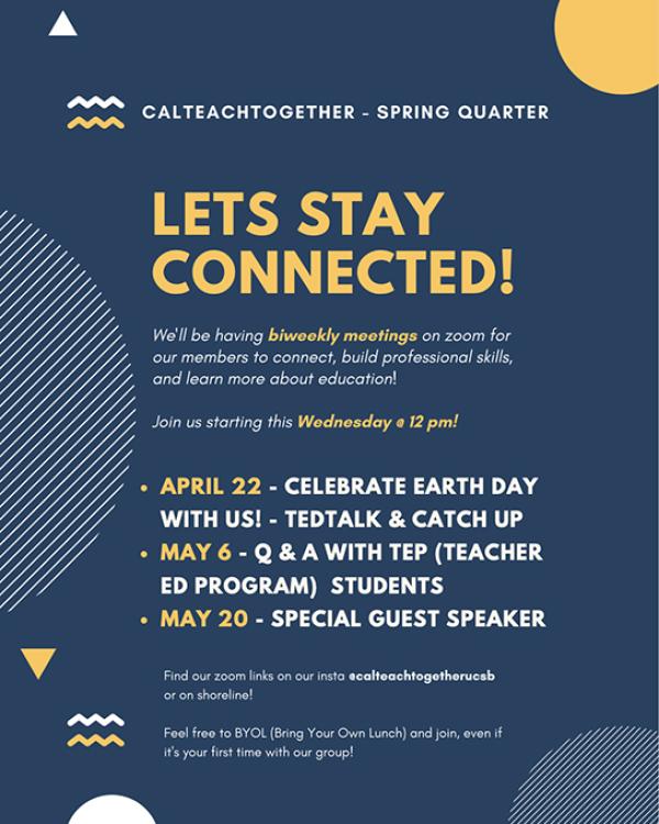 CalTeachTogether spring 2020 schedule