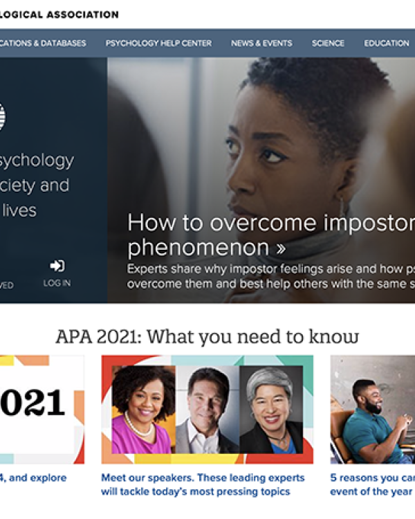 screencap of APA homepage featuring Dr. Israel 