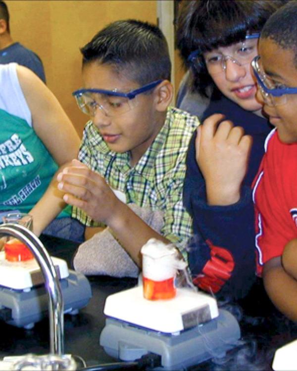 young students in science class 
