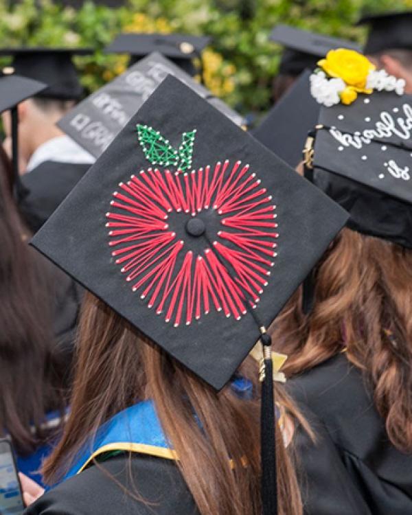 a view of TEP graduates showing their mortarboards 